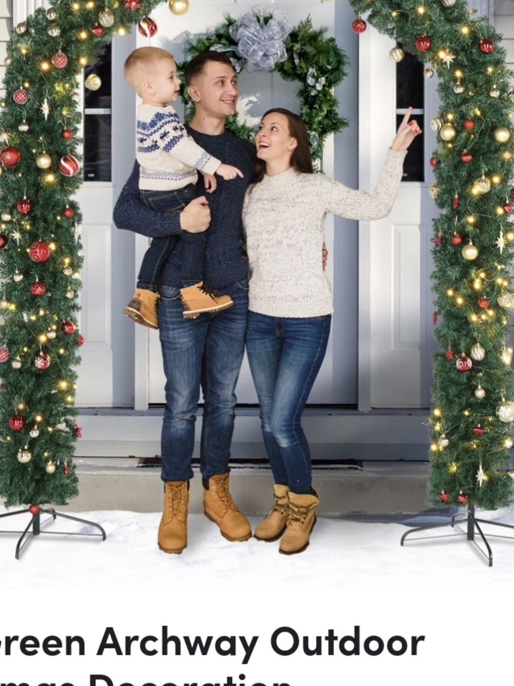 Outdoor Christmas Garland Archway - Green Holiday Doorway Decor